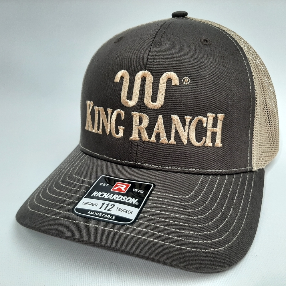 King Ranch Richardson 112 Trucker Mesh Snapback Hat Cap Brown Embroidered